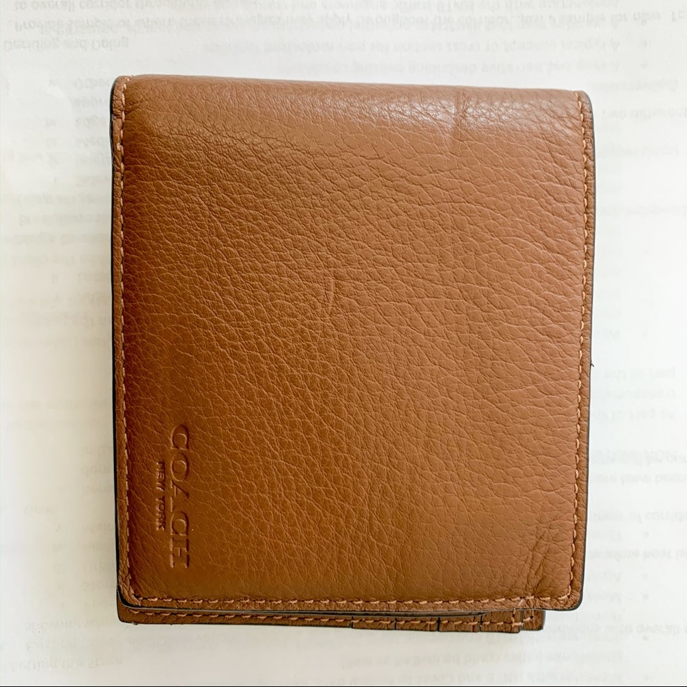 Coach Compact ID Wallet in Dark Saddle
